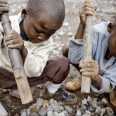 Half of the workforce of the artisanal mining sector is comprised of children. Without viable economic alternatives, most children must join their parents in rudimentary mining pits. Children as young as two years transport, wash, and crush minerals to earn half a dollar a day.